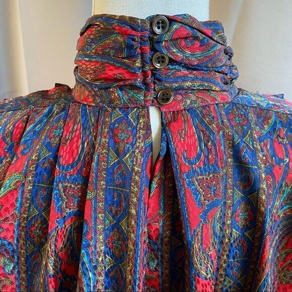 Vintage 80’s Stuart Lang Paisley Blouse 12 - Picture 6 of 10